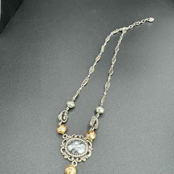 Brighton Vintage Women Metal Beads Sterling Silver Filigree Link Chain Necklace - Picture 6 of 10